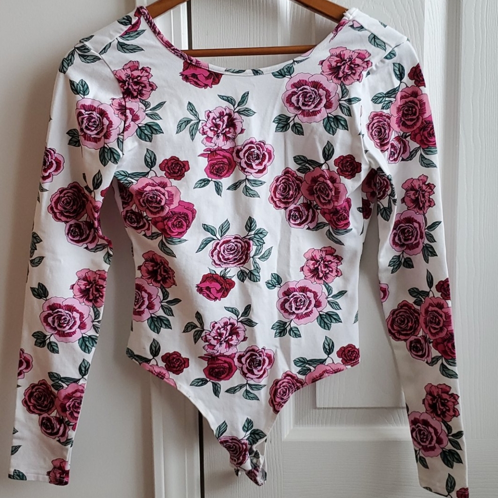 Pink Roses Long Sleeve Bodysuit